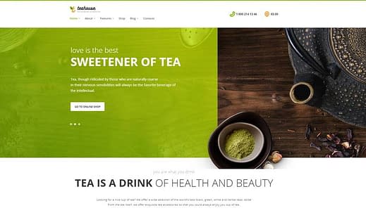 Os 6 melhores temas para WordPress de Tea Shop
