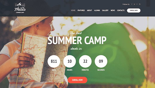 Os 7 melhores temas de WordPress de acampamento de verão